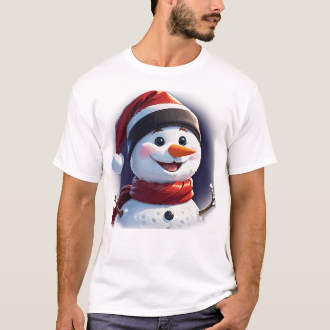 T-shirt med jul Snögubbe (Framsida)