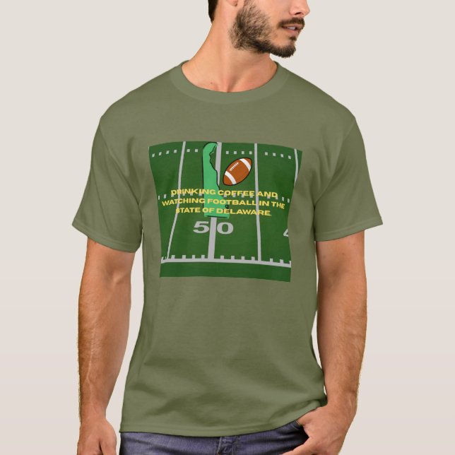 T-shirt med kaffe och fotboll i Delaware (Framsida)