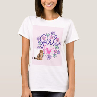 t-shirt med katt- och blommotiv
