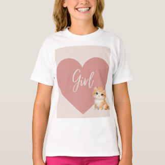 T-shirt med katt- och hjärtdesign
