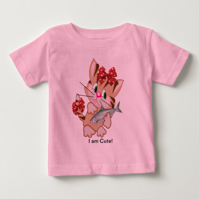 T-shirt med kattunge och fiskbaby (Framsida)