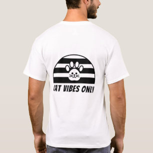 T-Shirt med Kattvibbar Enkel Grafisk Kattpote
