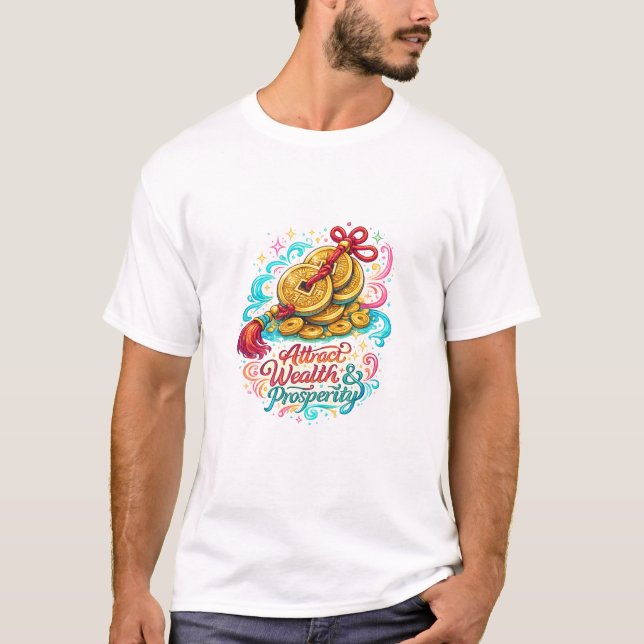 T-shirt med kinesiska mynt som lyckosymbol | Feng  (Framsida)