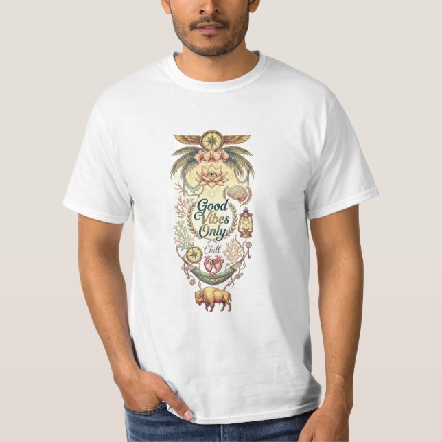 T-Shirt med konstnärlig grafik för bra vibbar (Framsida)