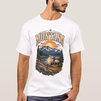 T-shirt med landskapsutskrift MONTANA