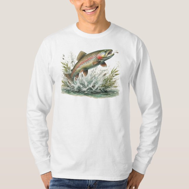 T-shirt med långärmad öringdesign (Framsida)