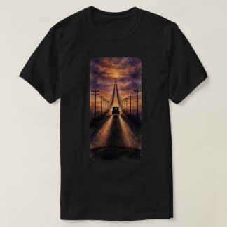 T-shirt med likvagn vid solnedgång