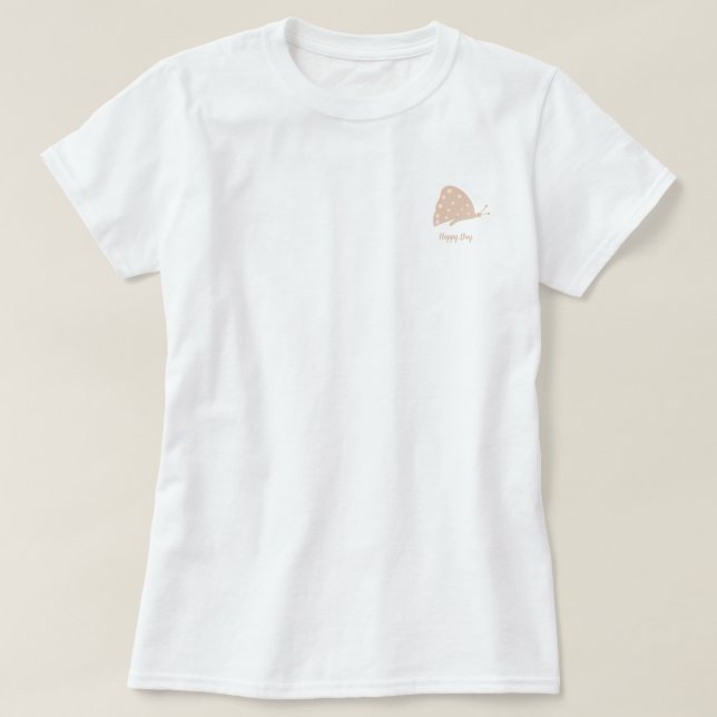 T-Shirt med liten minimal orange fjäril (Design framsida)