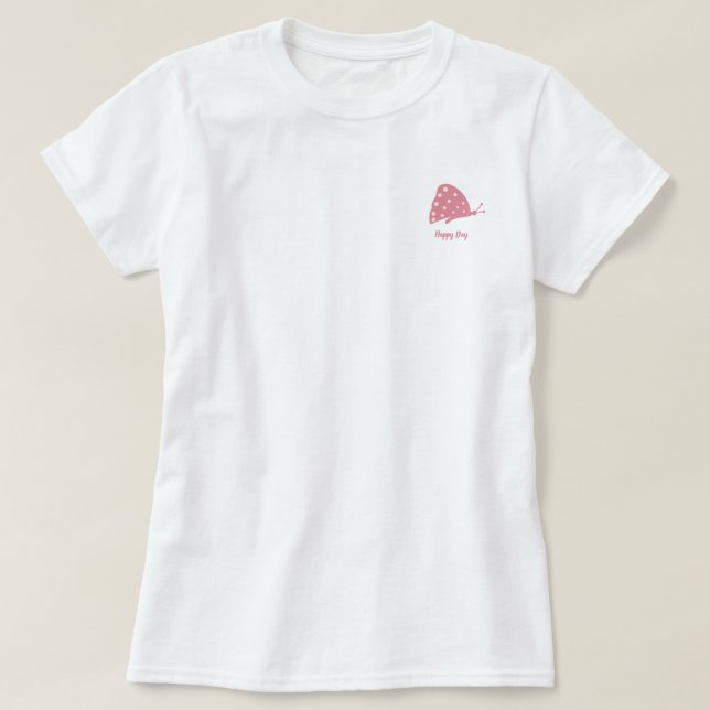 T-shirt med liten minimal röd fjäril (Design framsida)