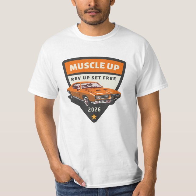 T-shirt med logotyp för Muscle up-bil (Framsida)