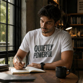 T-shirt med lugnt kraftfull minimal typografi