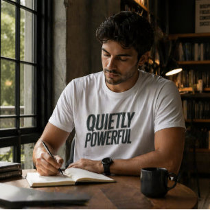 T-shirt med lugnt kraftfull minimal typografi