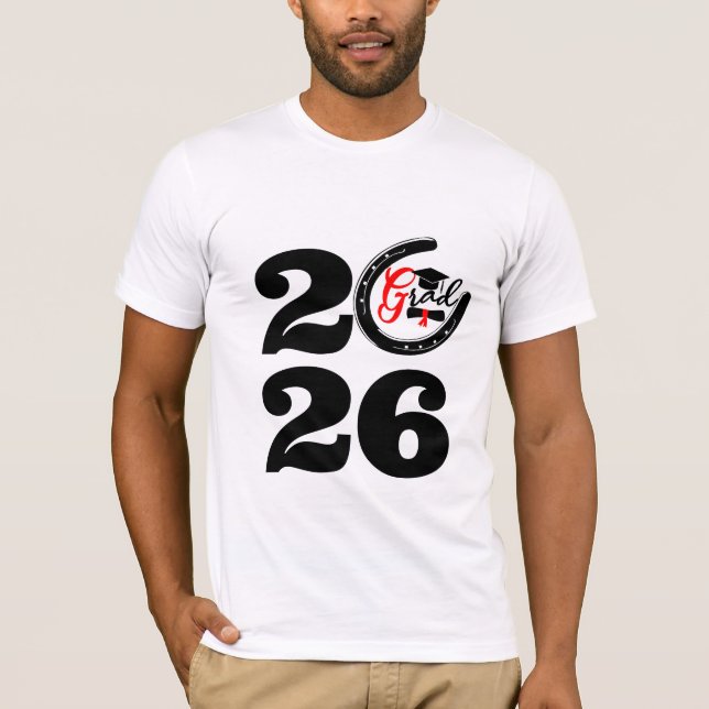 T-shirt med lyckosamma hästsko för klass 2026 - Ex (Framsida)