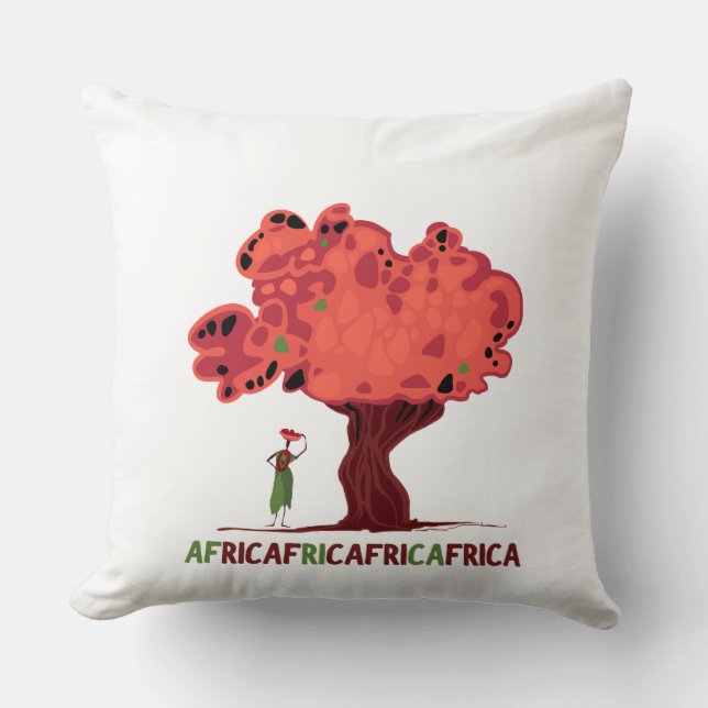T-shirt med mahogny och kvinnor från Afrika Kudde (Framsida)