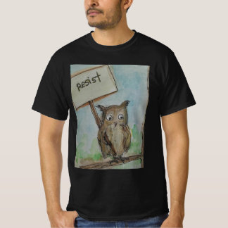 T-shirt med målning av protesterande uggla