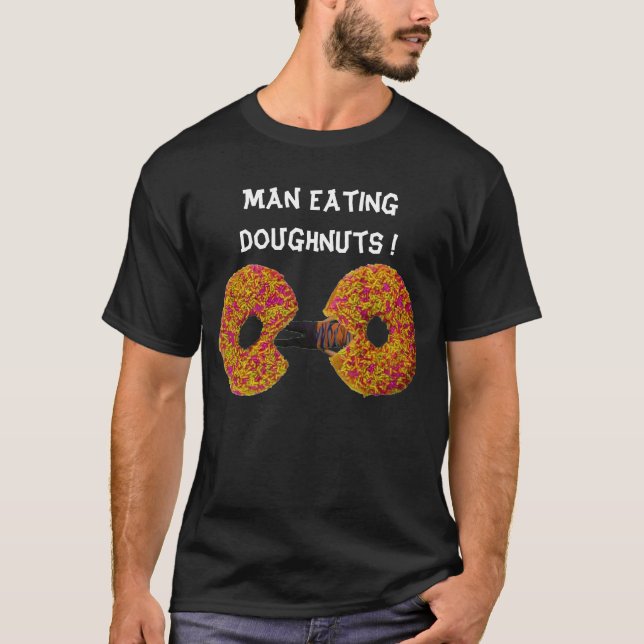 T-shirt med man som äter munkar (Framsida)