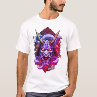 T-shirt med monsteransikte och ormhuvud