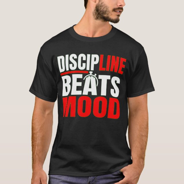 T-shirt med motiverande mindset: Disciplin slår hu (Framsida)
