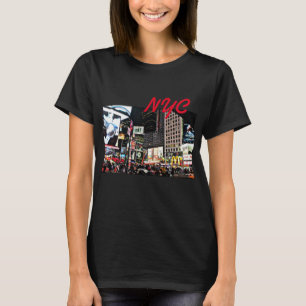 T-shirt med NYC-lysande stad för kvinnor