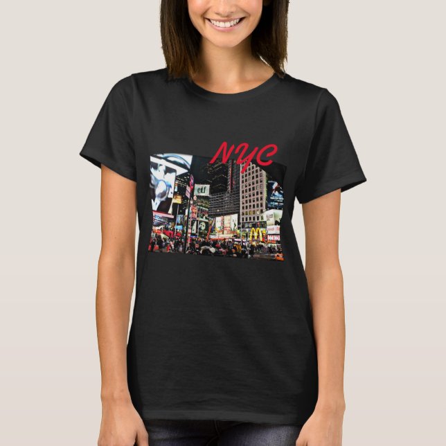 T-shirt med NYC-lysande stad för kvinnor (Framsida)