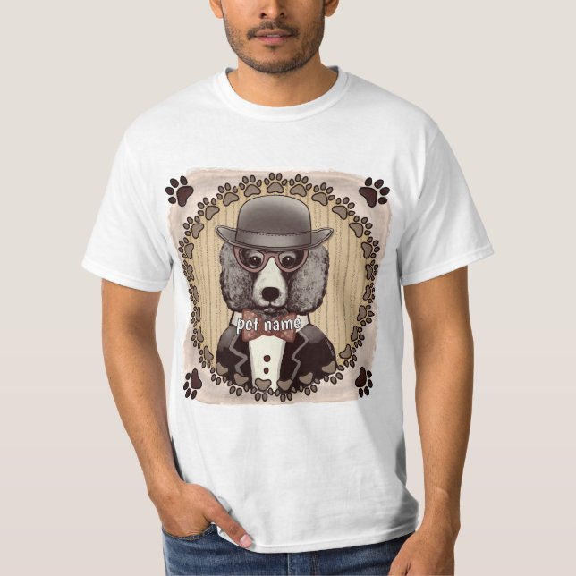 T-shirt med pudel som bär glasögon (Framsida)