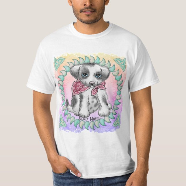 T-shirt med Pupper Dog Dog (Framsida)
