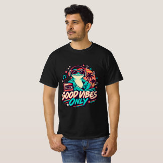 T-shirt med Retro Groda och Hörlurar - Endast Goda