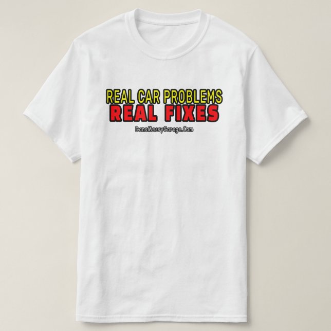 T-shirt med riktiga bilproblem och verkliga lösnin (Design framsida)