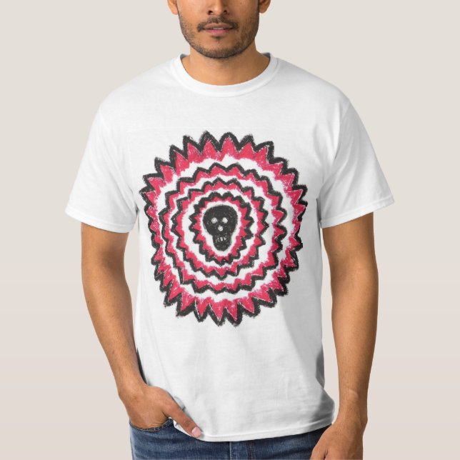 T-Shirt med röd och svart dödskalle (Framsida)