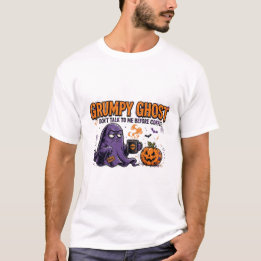 T-shirt med rolig Halloween-design med en grinig s