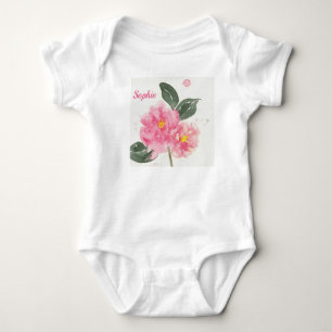 T-shirt med rosa-kamellia, Vita baby