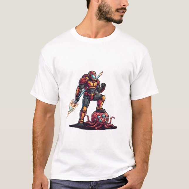 T-shirt med Sci-Fi-krigare (Framsida)