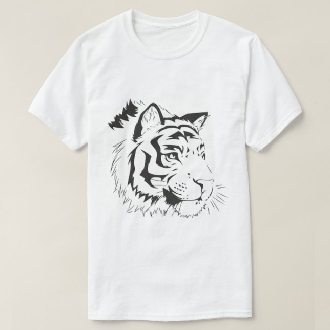 T-shirt med silhuett av tigeransikte (Design framsida)