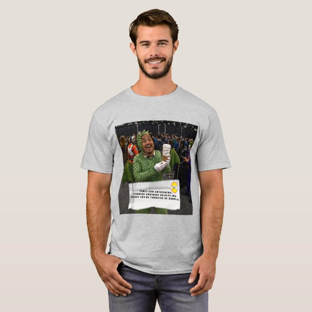 T-shirt med skämt om tuggummipapper Comic Con (Hel framsida)