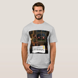 T-shirt med skämt om tuggummipapper och robotgräsk