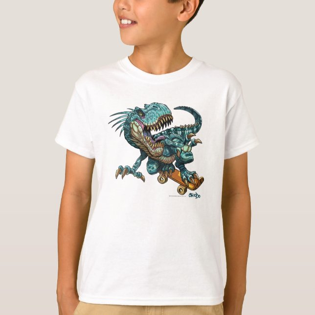 T-shirt med skateboard-dinosaurie (Framsida)