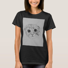 T-shirt med skotsk fold-katten