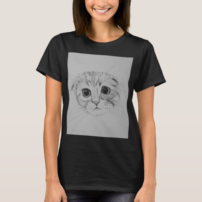 T-shirt med skotsk fold-katten (Framsida)