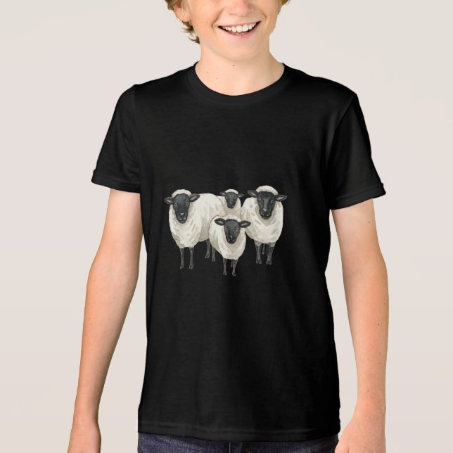 T-shirt med skotskt svart ansikte får (Framsida)