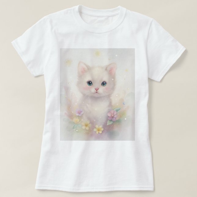 T-shirt med söt kattunge i pastel färg (Design framsida)