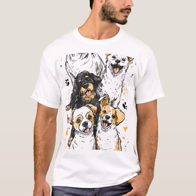 T-shirt med söta hundar grafik (Framsida)