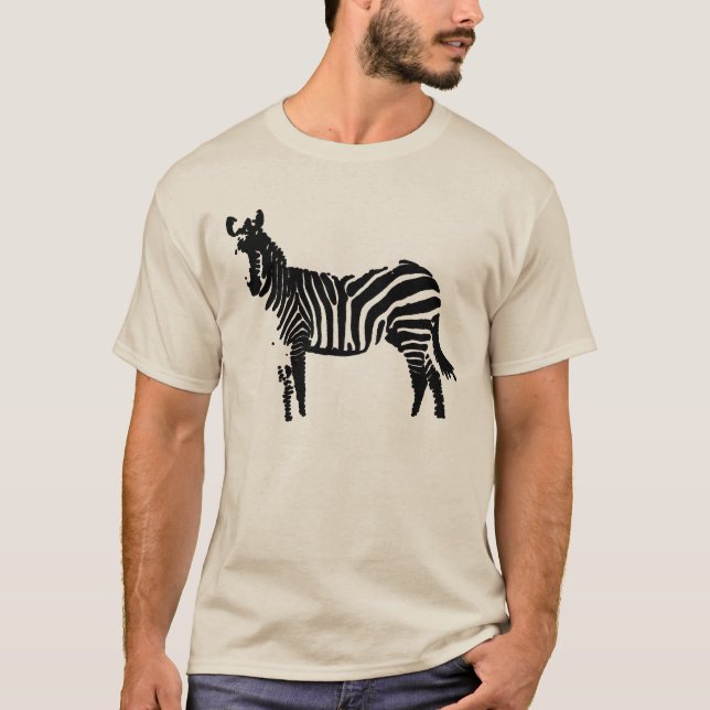T-shirt med svart zebra-silhuett (Framsida)