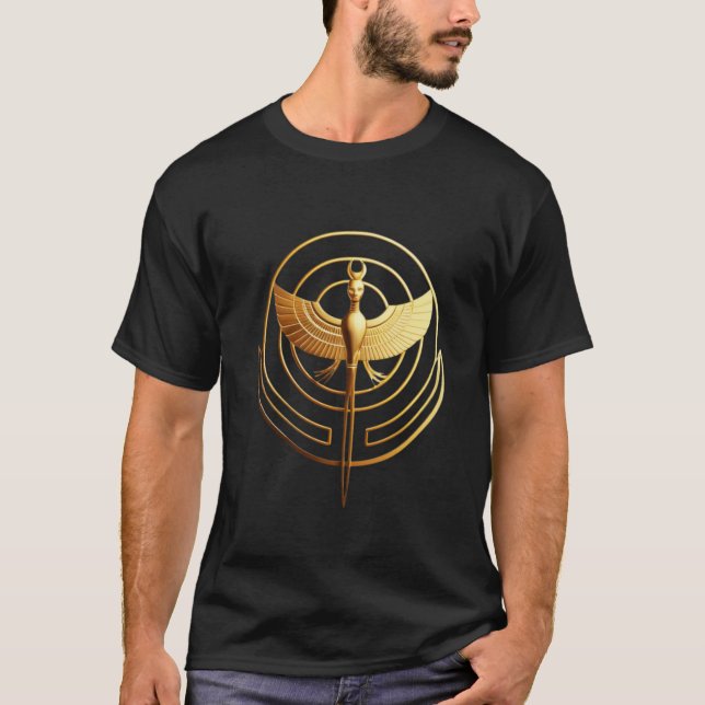 T-shirt med symbol för gyllene egyptisk vinge (Framsida)