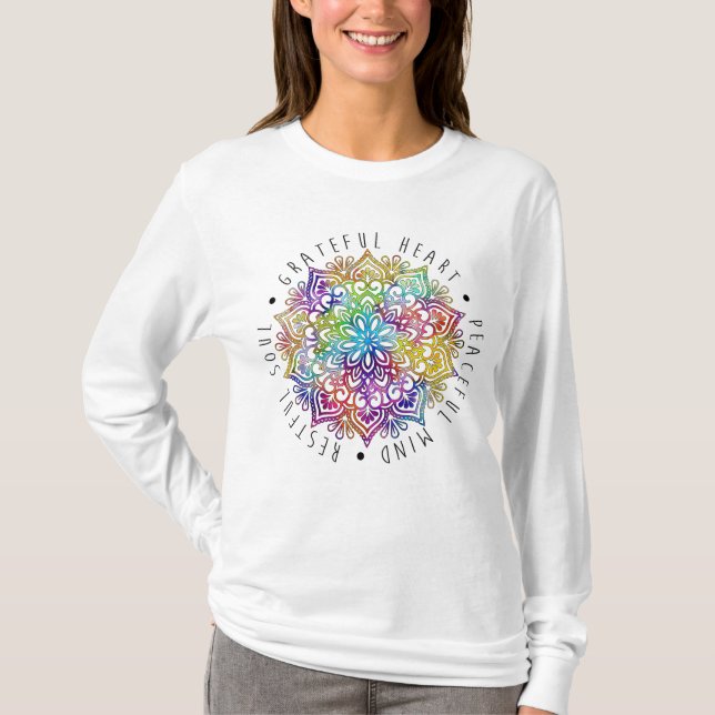 T-shirt med tacksamt hjärta, fredlig själ och vils (Framsida)