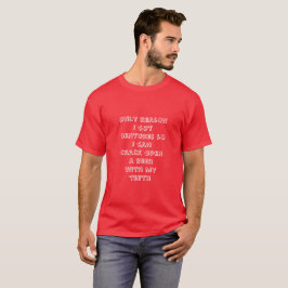 T-shirt med tänder för att öppna flaskor