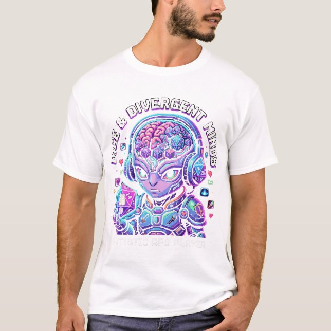 T-shirt med tärningar och divergerande sinnen-graf (Framsida)
