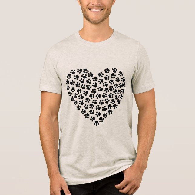 T-shirt med tassavtryck hjärta (Framsida)