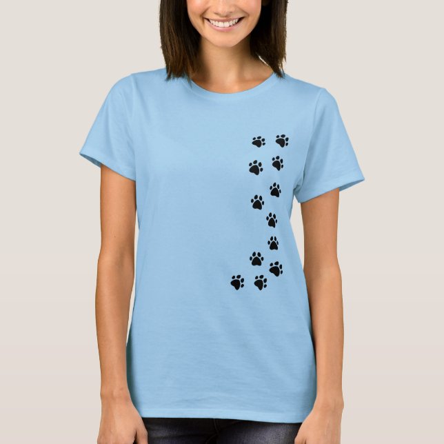 T-shirt med tassavtryck - lägg till eget namn elle (Framsida)