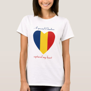 T-Shirt med Tchads flagga och hjärta