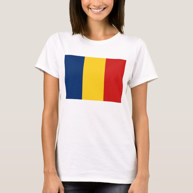T-shirt med Tchads flagga och karta (Framsida)